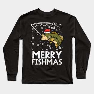 Merry Fishmas Fish Fishing Xmas Christmas Dad Long Sleeve T-Shirt